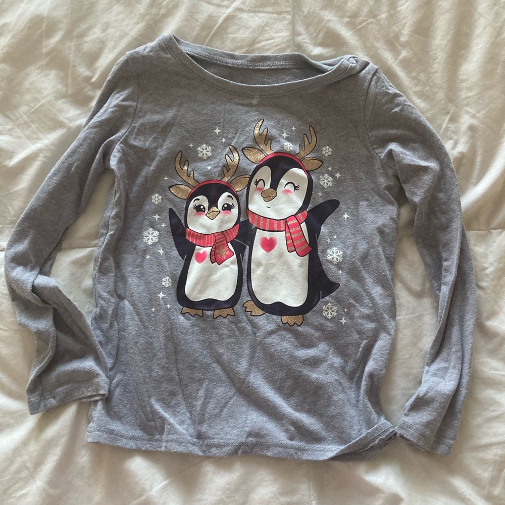 The Childrens Place Winter Penguin Tee 5T